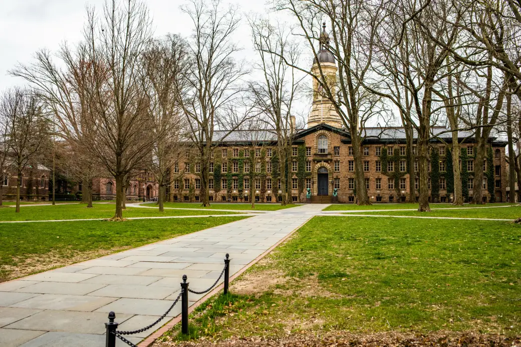 Princeton University campus with Nassau Hall and tree-lined walkway – Opus College Prep