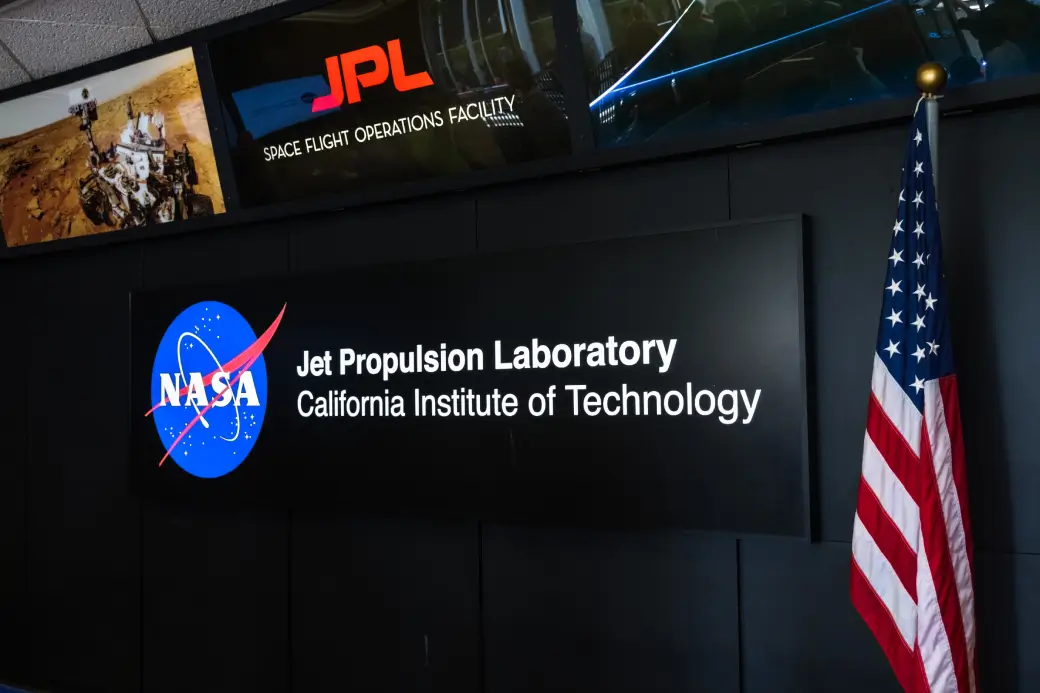 NASA Jet Propulsion Laboratory sign at Caltech, representing its cutting-edge contributions to science and space exploration.