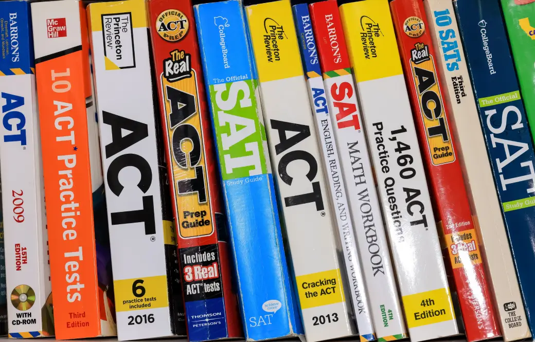 SAT and ACT prep books; Opus College Prep offers expert test prep support.