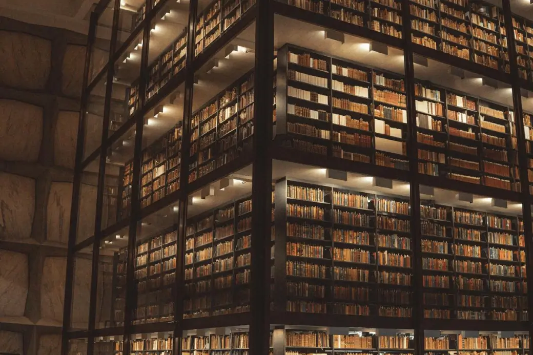 Interior of a Yale University library in New Haven, CT.
